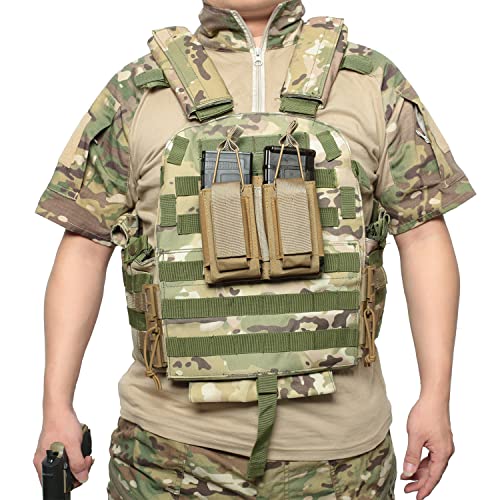 Molle Mag Pouch Open Top Double Magazine Pouch Holder For M4 M16 Ak Ar Glock M1911 92F 9Mm Kangaroo Rifle Magazines And Pistol Mag Pouch (Double-Tan) #TOP4