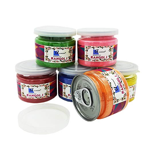 Image of Ascension Design Creativity Diwali Floor Rangoli Art 6 Multicolour Rangoli Can Bottles Ceramic Colours Rangoli Powder Colors for Navratri Pongal Pooja Mandir