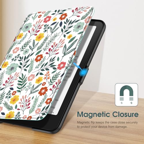 Image of Fintie Case for 7 inch All-New Kindle Paperwhite (12th Generation, 2024) and Kindle Colorsoft Signature Edition - Slim Lightweight Shell PU Leather Protective Cover with Auto Sleep /Wake (Spring Bloom)