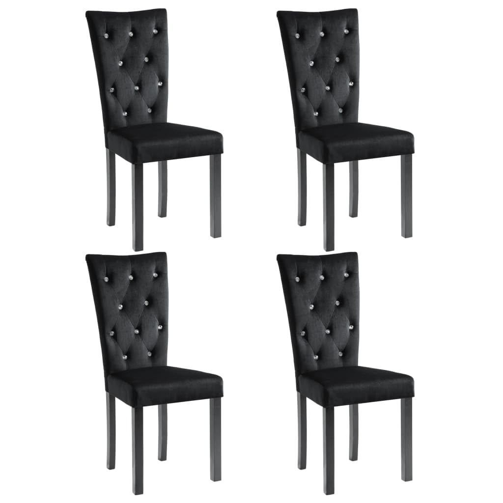 vidaXL 4X Sillas de Comedor de Terciopelo Negro Mobiliario para Casa y Hogar