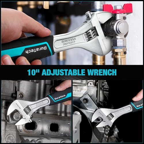 DURATECH 10-Inch Adjustable Cr-V Steel Wrench, Wide Jaw Wrench, Metric & SAE Scales, for Home, Garage, Workshop and DIY by DURATECH - Image 6