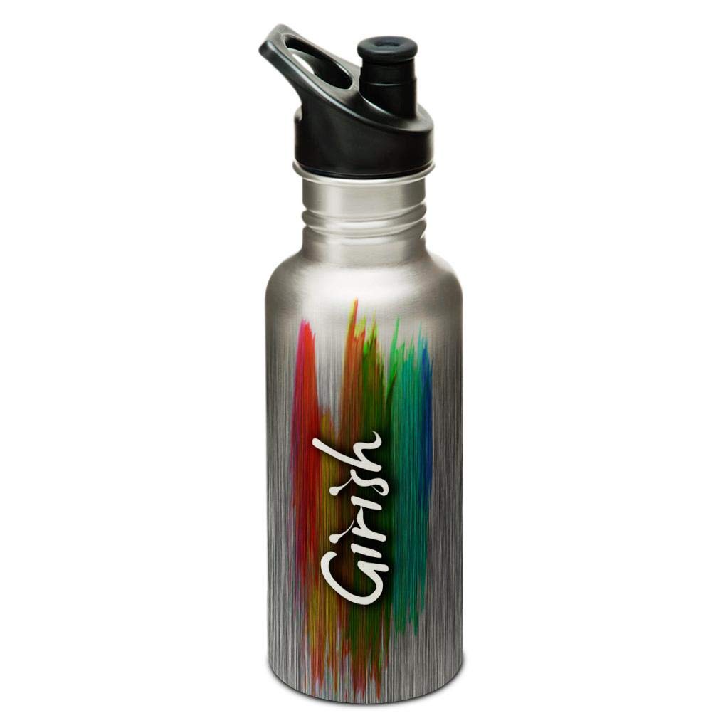 Hot Muggs® "Girish" Me PaintBrush Stainless Steel Sports Cap Water Bottle, 600ml