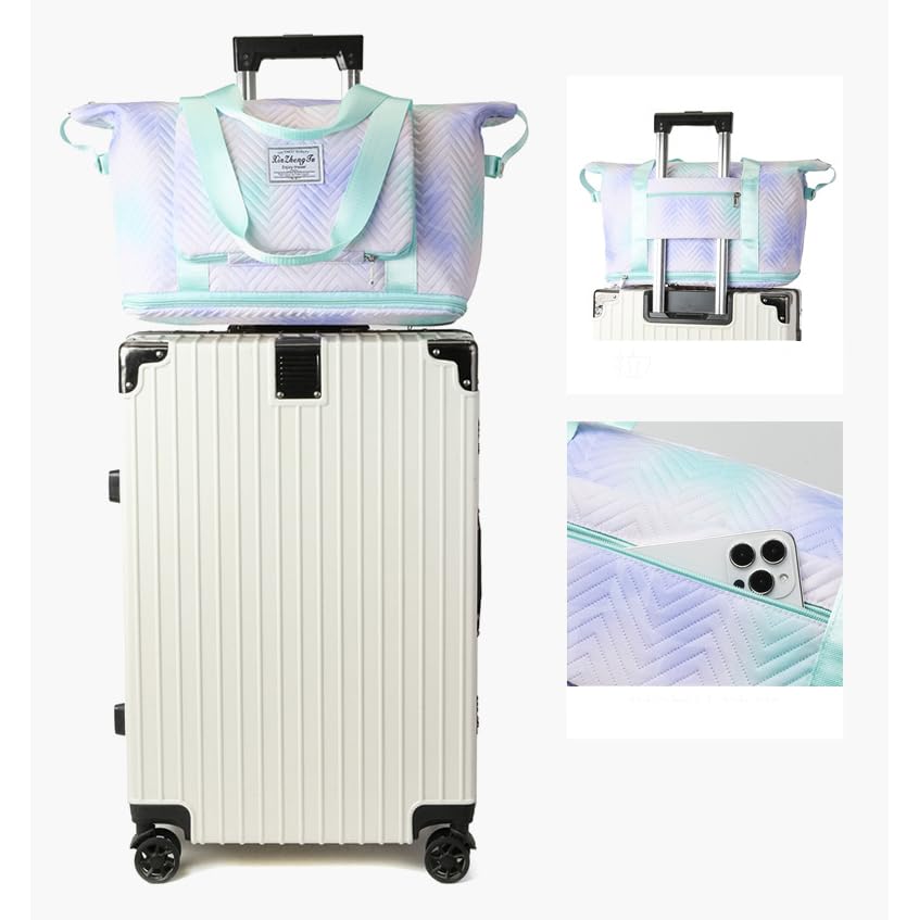 Travel Duffel Bag Carry on Overnight Bag with Separate Wet and Dry Compartments Blue4