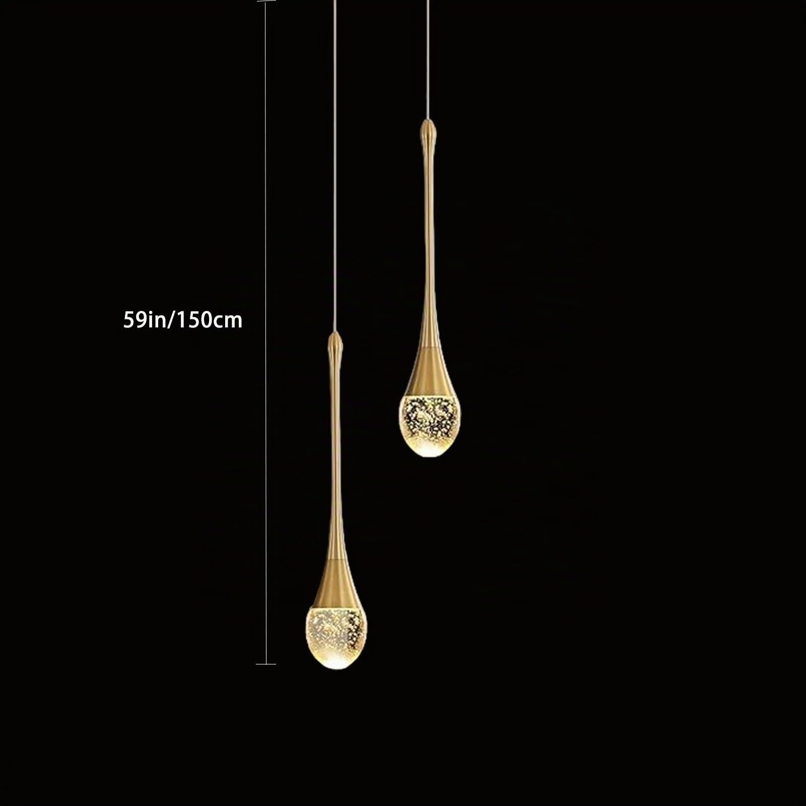 Luces Colgantes LáMparas De Cocina Led Regulables LáMpara Colgante Dorada Moderna Mini IluminacióN Colgante De Cristal En Forma De Gota De Agua Para Cocina Isla Dormitorio Pasillo Entrada (2 Luces)