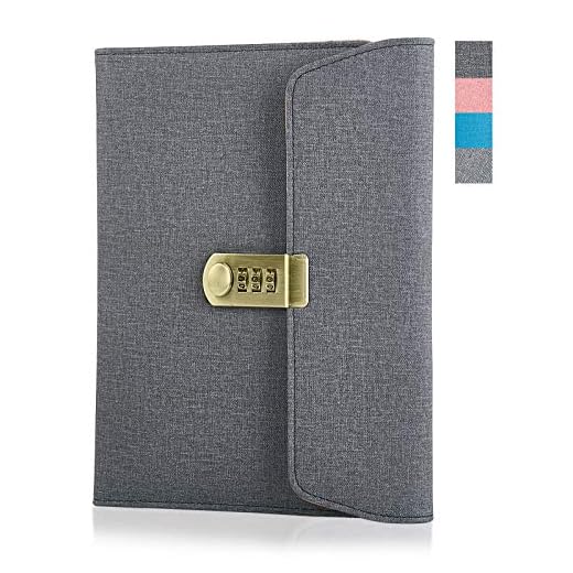 JoyNote Journal with Lock for Women, 2-in-1 Lock Journal with Combination Digital Password, Locking Diary Journal with 4 Card Slots, Pen Holder, 95 Sheets/190 Pages A5 Papers, Dark Grey