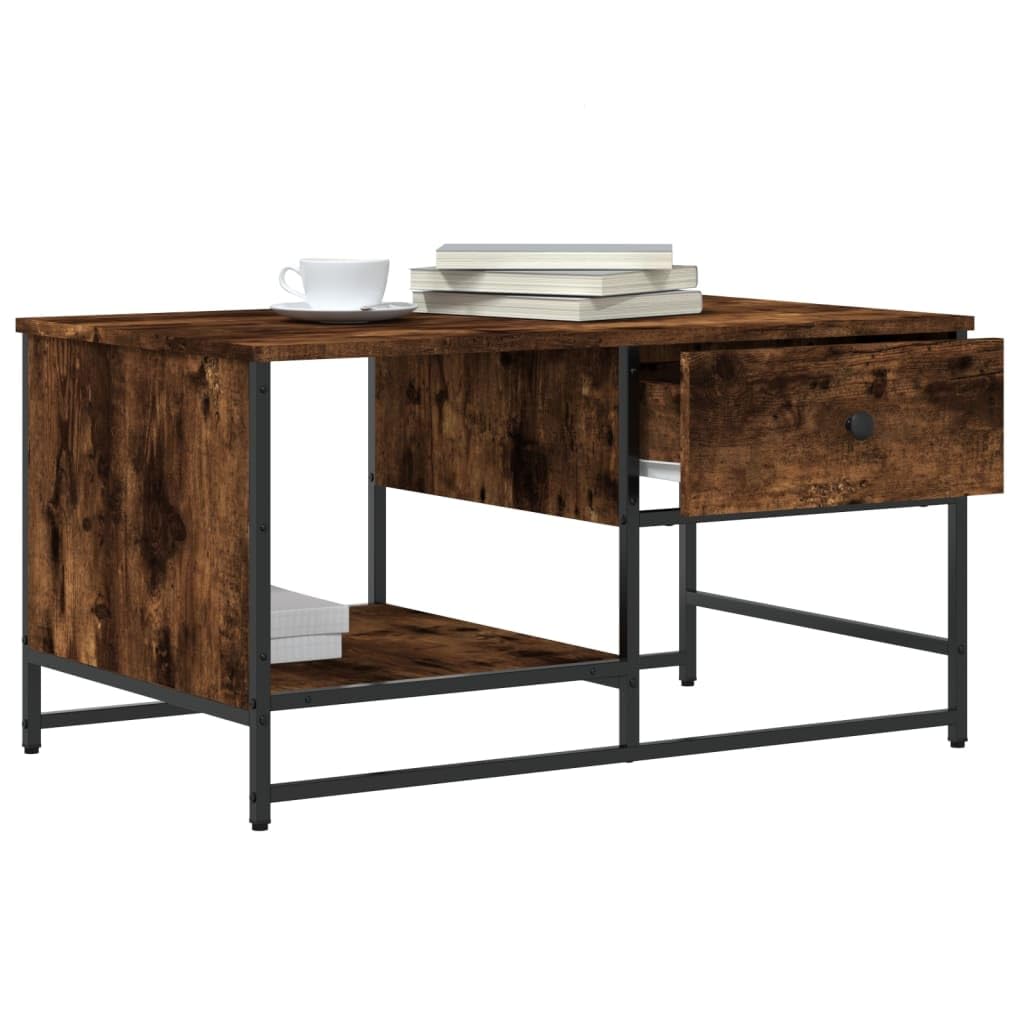 Homgoday Tavolino da caffè in rovere fumé, 85,5 x 51 x 45 cm, in legno ingegnerizzato, tavolino da tè per soggiorno, sala d'accoglienza degli ospiti, camera da letto e mobili da ufficio
