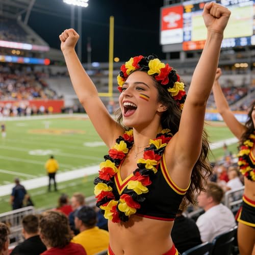 LuminaVerde Deutschland Fanartikel, 2 Stück blumenkette Deutschland in schwarz rot gelb, wimpelkette fußball 2026 Party deko