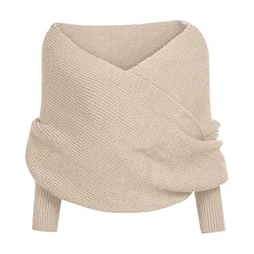 Scarf with Sleeves for Women Crochet Knitted Dressy Wrap Shawl Fall Winter Multifunctional Blanket Scarves Sweater