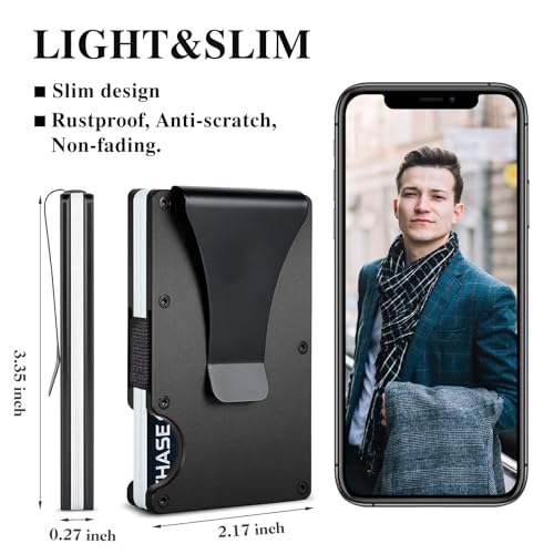 Image of Minimalist Wallet with RFID Blocking for Men,Slim Credit Card Holder with Aluminum Money Clip Wallet for Men and Women,Metal Wallets for Mens Front Pocket as Gifts