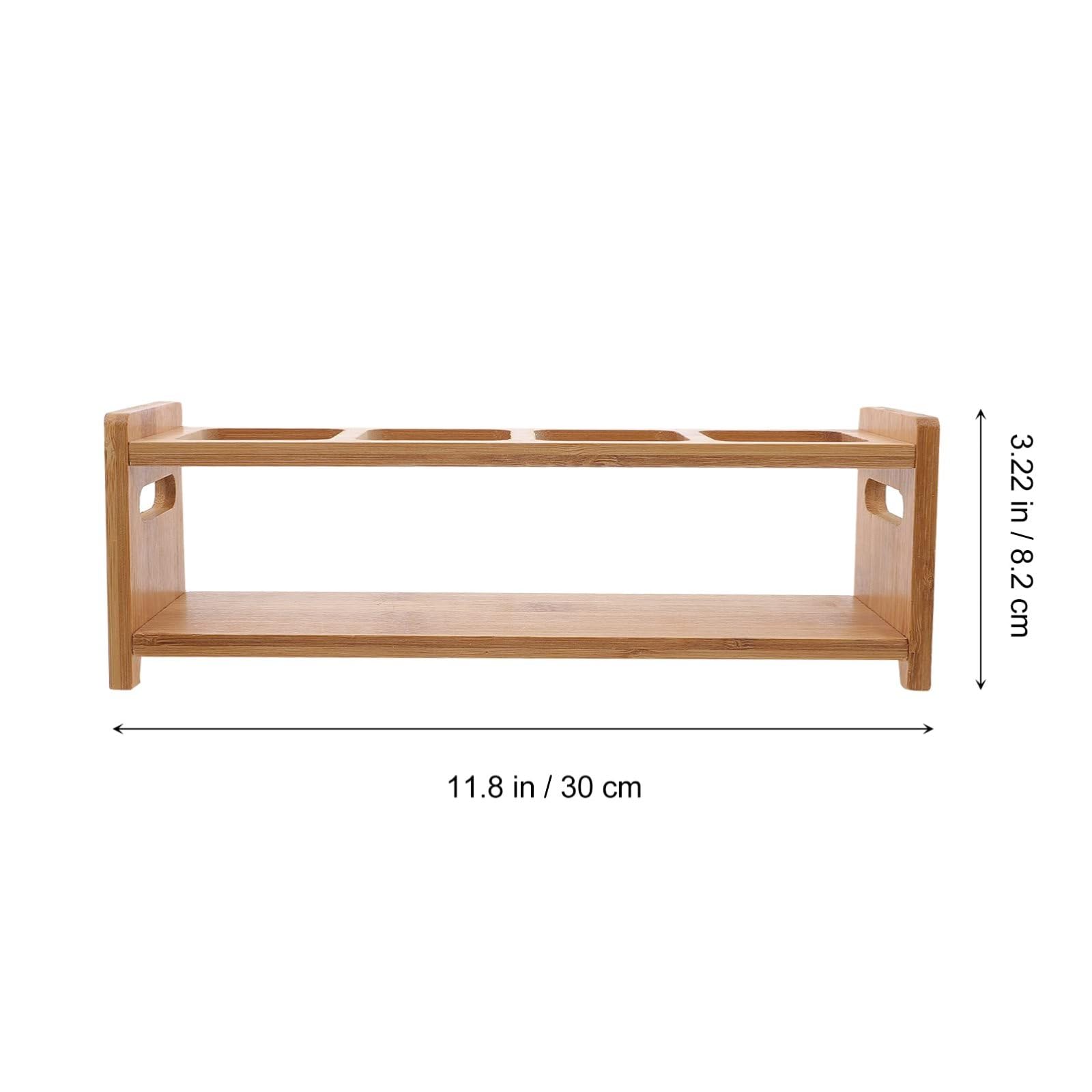 Gewürzregal-Organizer aus Holz, Gewürzregal aus Holz, Gewürzregal, Küchenschrank-Organizer, Gewürzflaschenhalter für die Küche zu Hause,Khaki,Square
