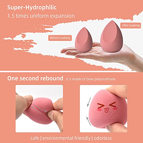Costica Makeup Sponge Set Blender, Beauty Sponge Makeup Blender Flawless For Liquid - Multi Colored 4 Pcs Rose Series #TOP1
