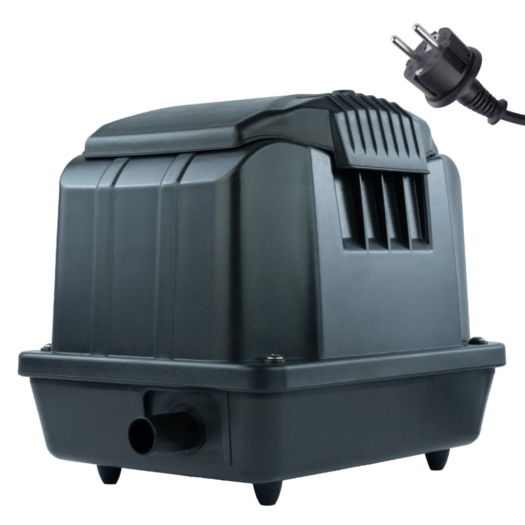 Teichbelüfter 3600 L/H stufenlos regulierbar, 35 Watt Sauerstoffpumpe für Teich, Membranpumpe 60 L/Min, Teichbelüftung, Luftpumpe Teich, Belüfterpumpe für Gartenteiche, Teichbelüftungspumpe