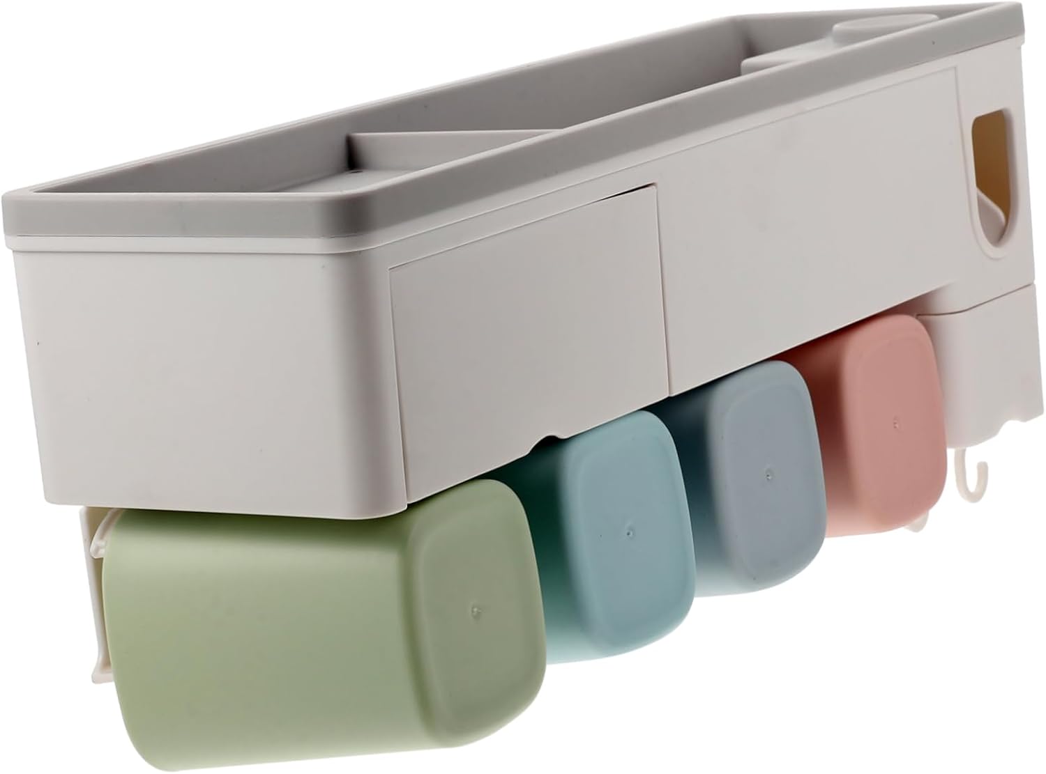 1set Wall-Mounted Toothbrush Holder Toothpaste Dispenser Multi-Functional Bathroom Organizer for Family Space-Saving Design Easy to Install