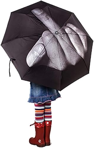 Miniatura 3 de Paraguas creativo de dedo medio Paraguas plegable compacto de viaje, divertido paraguas no automático para sol y lluvia