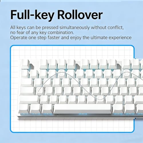 Image of HP GK400F Wired Mechanical Keyboard (Office /Gaming Dual-Use) - USB Wired Connection, Silver + White Color Scheme, 104-Key Layout, Brown Switches, Ice Blue Lighting, Top-Printed Keycaps, 26PN