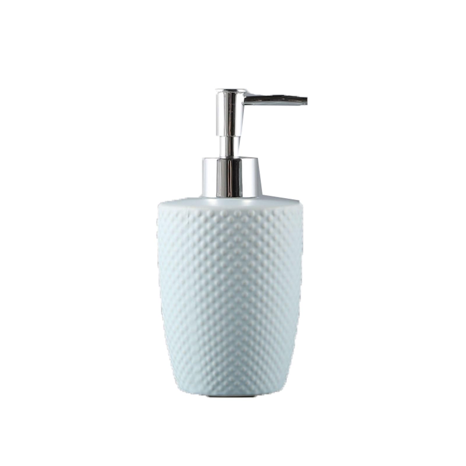 13.5oz Ceramic Soap Dispenser with Raised Dot Design Countertop Lotion Bottle for Kitchen Sink, Bathroom(Light blue)