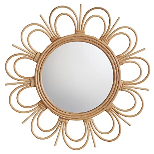 47Th & Main Flower Shaped Round Wall Mirror, 24-Inch Diameter, Rattan #TOP23