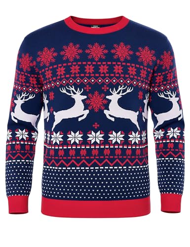 Litherday Weihnachtspullover Herren Weihnachten Strickpullover Warme...