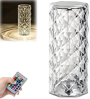 WYCCC Rose Rays Crystal Diamond Table Lamp, Crystal Bedside LED Table Lamp, Touch Color Changing Crystal Atmosphere Desk USB Lamp for Bedroom, Living Room, Childrens Room, Office (16-Colors)