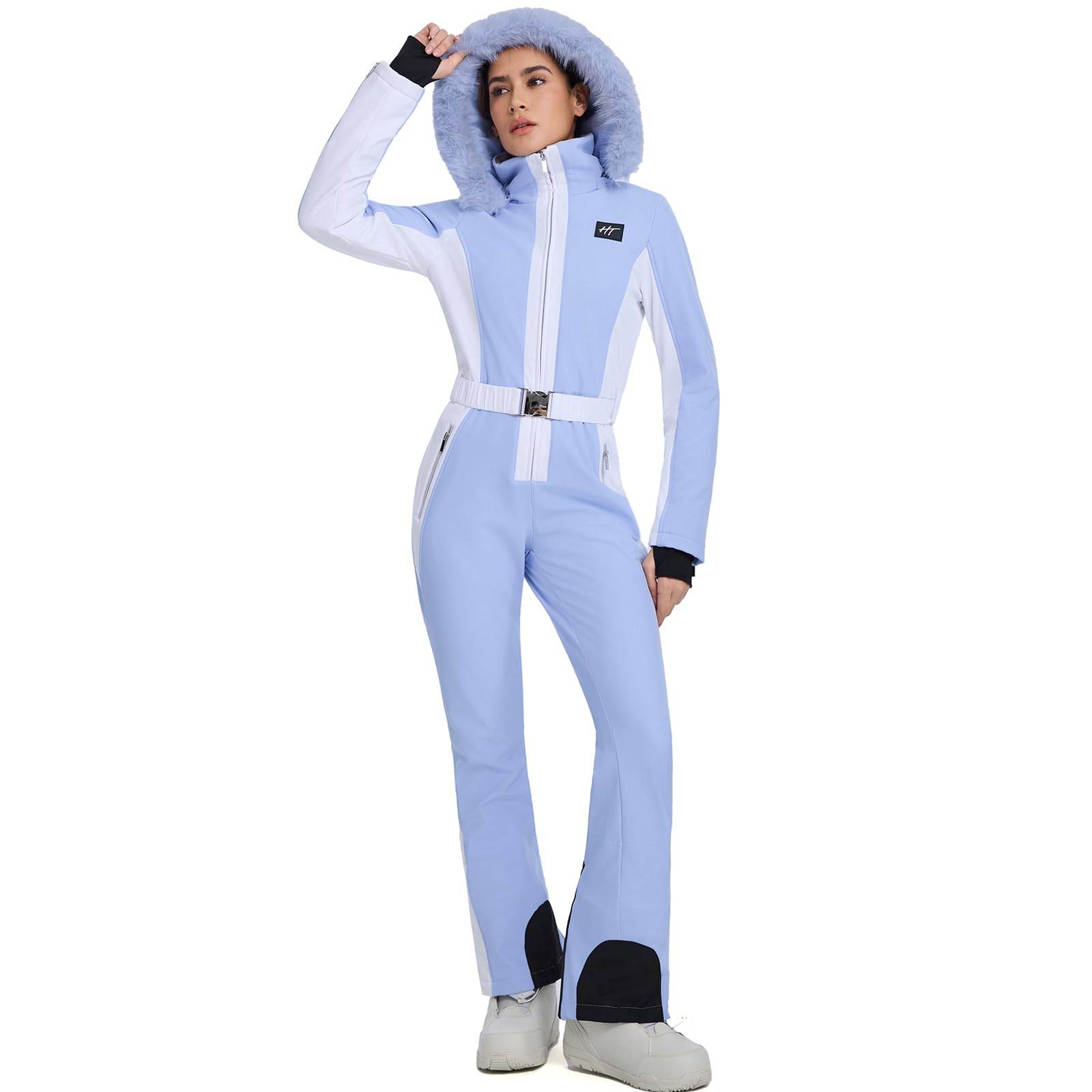 ALSOGO Traje de esquí de una pieza para mujer, mono aislado delgado, impermeable, a prueba de viento, snowboard de invierno para deportes al aire libre