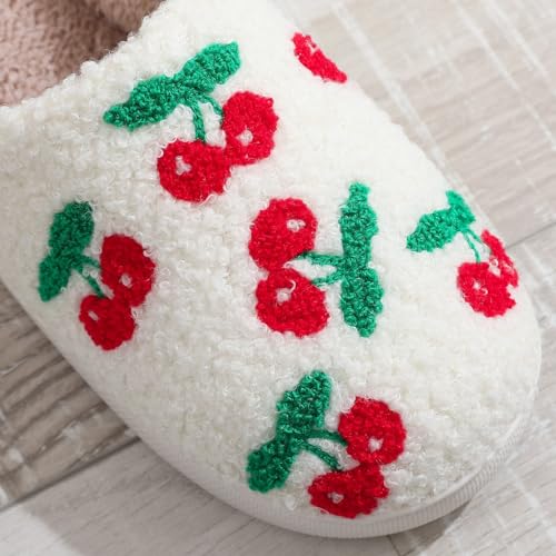 Cherry Slippers for Women Slip on Comfy Fuzzy Cute Kawaii Fashion Trendy Sandals Gifts House Anime for Teens Non Slip Bedroom Shoes Winter Outdoors Indoors3