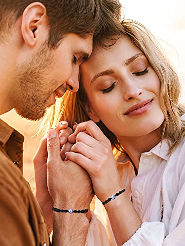 Hicarer 6 Pieces Evil Eye Rope Kabbalah Bracelets Evil Eye Adjustable Cord Bracelet Black Knotted Bracelet Summer Rope Bracelets for Women Men (Simple Style)4