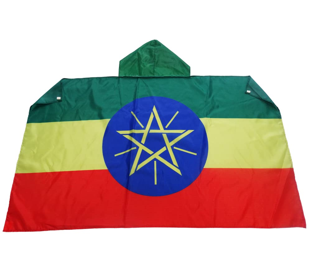 AZ FLAG - Ethiopia Body Flag - 3x5 Ft - Ethiopian Cap Flag - 100% Polyester with Inegrated Sleeves and Hood - Vivid Colors - 3' x 5' Feet - 150x90 Cm