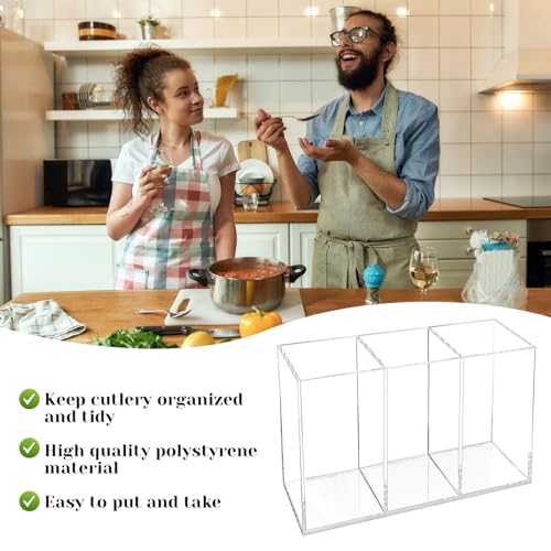 Rainmae Acrylic Cutlery Storage Organizer, Plastic Cutlery Utensil Holder Storage Organizer Caddy For Kitchen Countertop Organization thumb #4
