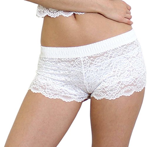 Pink Lace Boxers with Pink Posies Waistband Briefs Comfortable Underwear for Womens