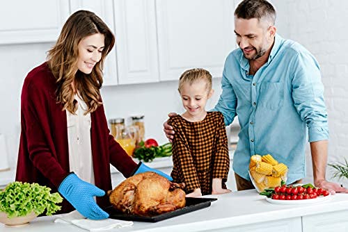 Image of KITCHEN PERFECTION XL Silicone Smoker Oven Gloves-Extreme HeatResistant Gloves-Handle Hot Food Right on Your Grill BBQ Fryer&Pit|Waterproof Grilling Cooking&Baking Mitts|Superior Value Set+3 Bonuses | Waterproof, 5-Finger Design For A Better Grip, for Outdoor & Indoor Pizza Ovens, Compatible with Ooni, Ninja, Gozney & More
