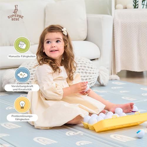 SUPERBE BEBE Montessori Eier - Kinder Und Baby Spielzeug - Kunststoff-eier Zum Formen- Und Farben-zuordnen - Motorikspielzeug Ab 3 Jahren - Fördert Kreativität - Geburtstagsgeschenk Baby Mädchen Junge