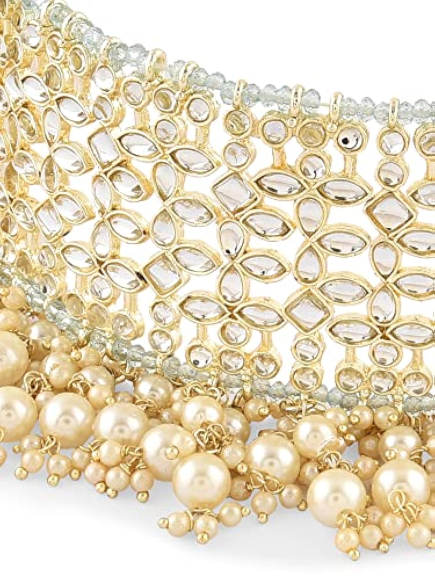 Kundan Cluster Pearl Drop Choker Set-ZPFK15936