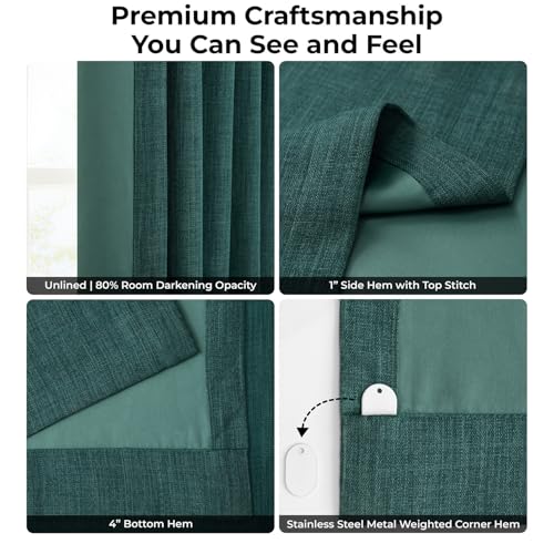 Image of HPD Half Price Drapes Grommet Linen Curtains 120 Inches Long Room Darkening Curtains for Bedroom & Living Room (1 Panel), 50W x 120L, Focal Green
