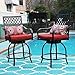 PHI VILLA Outdoor Swivel Bar Stools Set of 2, Counter Height Patio Chairs with Red Seat Cushion, Extra Wide Bar Stools with Armrest & Back, Coating Old Craft (Pillow Included)