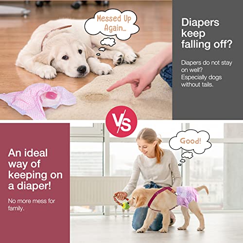 Pet Soft Hundewindel-Hosenträger, 2 Stück Hunde-Hosenträger für Hundewindeln, Hundepampers, Bauchbänder, Haustier-Kleidung (Beige-Wine, L)