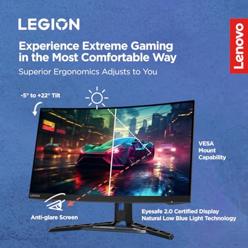 Image of Lenovo Legion R27fc-30, 27 Inch (68.58cm), FHD 1920x1080, 240Hz, Black, 0.5ms, AMD FreeSync, NVIDIA G-Sync, 99% sRGB, Speaker, 2xHDMI, 1xDP, Tilt, Swivel, Pivot, Height Adjust Stand Gaming Monitor