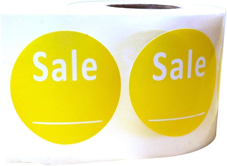 1.5" Round Yellow Sale Labels with Write Your Own Price - Retail Stickers for Store Items, 500 Sale Price Labels Stickers Per Roll