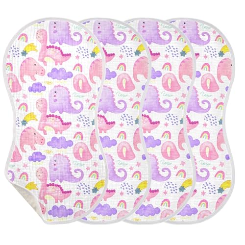 xigua Cute Pastel Dinosaurs Muslin Baby Burp Cloths Set of 1, Super Soft & Absorbent Burping Rags, Cotton Burp Clothes Shower Gift for Newborn, Baby Girls and Boys3