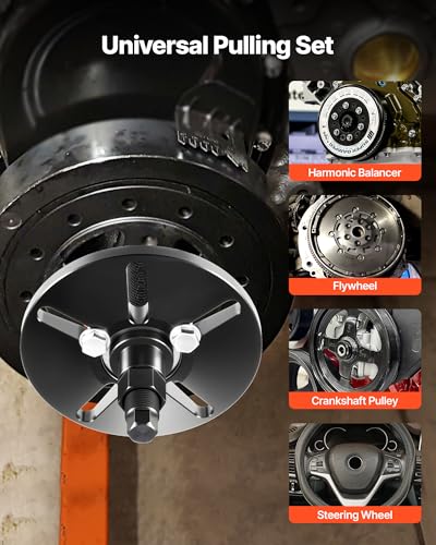 Image of VEVOR Harmonic Balancer Puller Removal & Install Tool Kit, All-Steel Harmonic Balancer Installer Set Tool Kit for Removing and Installing of Balancers, Flywheels, Crankshaft Pulleys, Steering Wheels