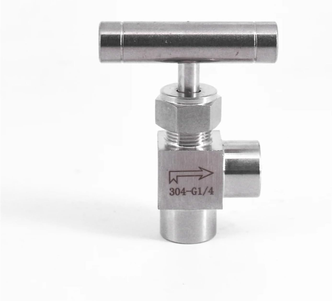 1/8" 1/4" 3/8" 1/2" BSPT Female Male Elbow 90 Degree Needle Valve Crane 304 Stainless Flow Control with One-Shape Handle(1/8",Female to Female_NPT)