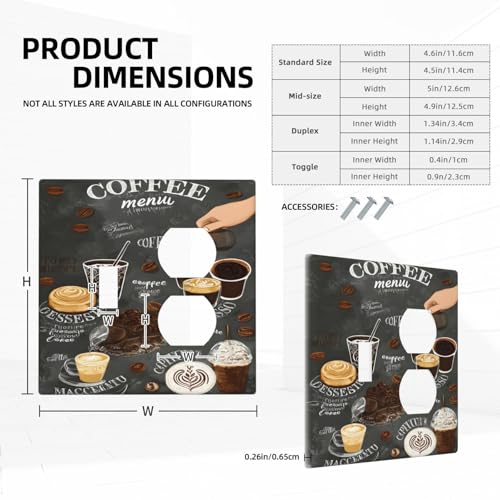 Decorative Outlet Covers Retro Coffee Cup Bean 2 Gang Wall Plate Cover Single Toggle Duplex Combo Two Switch Light Switch Cover Plate Jumbo Dual Gfci Faceplate