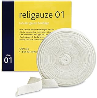 Religrip Band-Aid Tubular Gauze, Secure & Exceptional Wound Cotton Dressing Ideal for Fingers and Toes, Bandage for Wounds On the Hand-Arm Wrist & Toes, 20m Uncut Roll, 1.5m Width (Size 1)