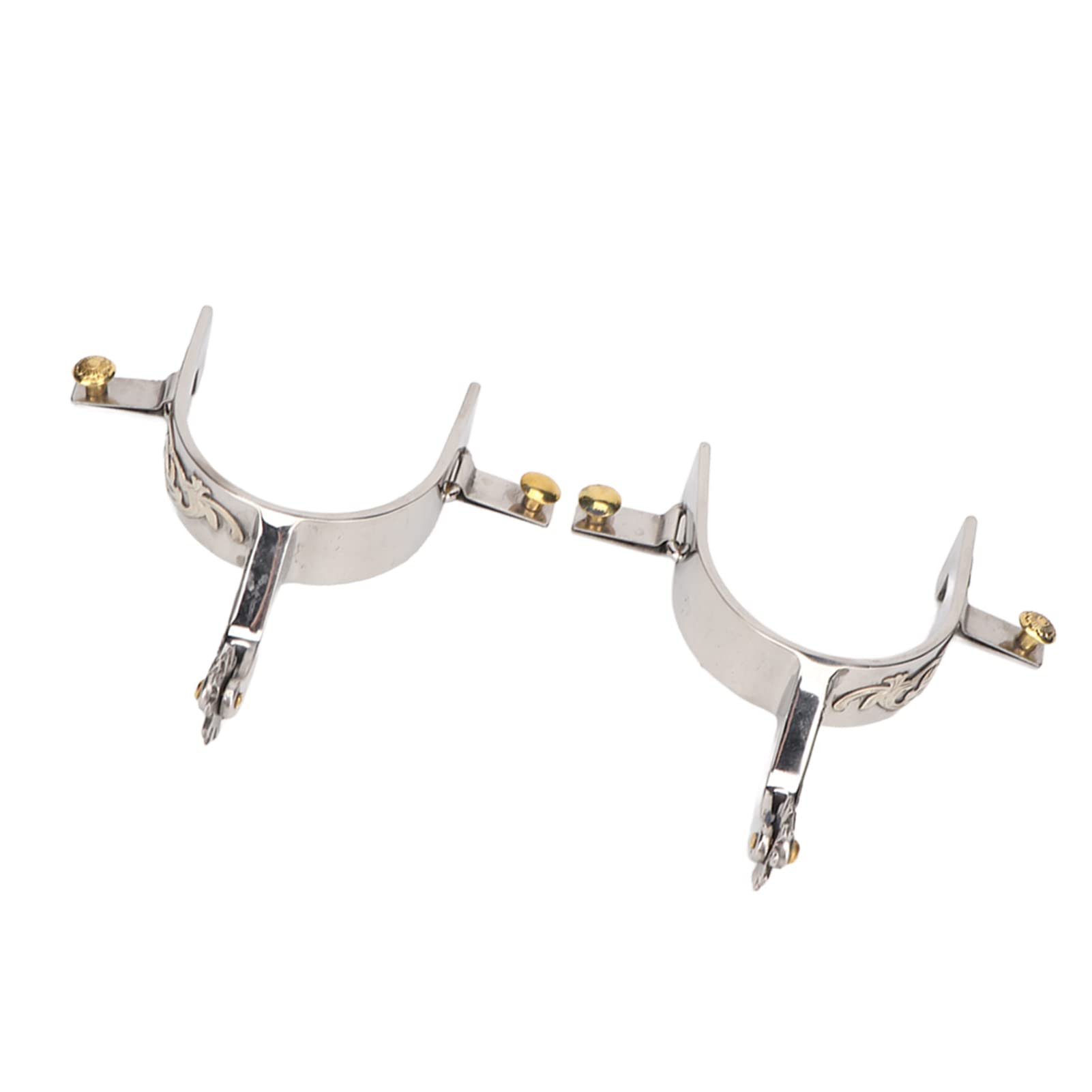 2 pièces d'éperons pour Chevaux en Acier Inoxydable avec engrenage Rotatif, éperons de Cow-Boys Occidentaux pour Hommes, plaqué Argent Allemand gravé à la Main, éperons