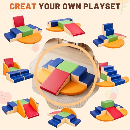 Image of TODIBY 6-Piece Soft PU Leather Toddlers Climbing Toys (XL Size), Baby Foam Climbing Blocks, Extra Large Foam Play Gym Climber Structures for Toddler 3, Indoor Climb and Crawl Activity Play Set