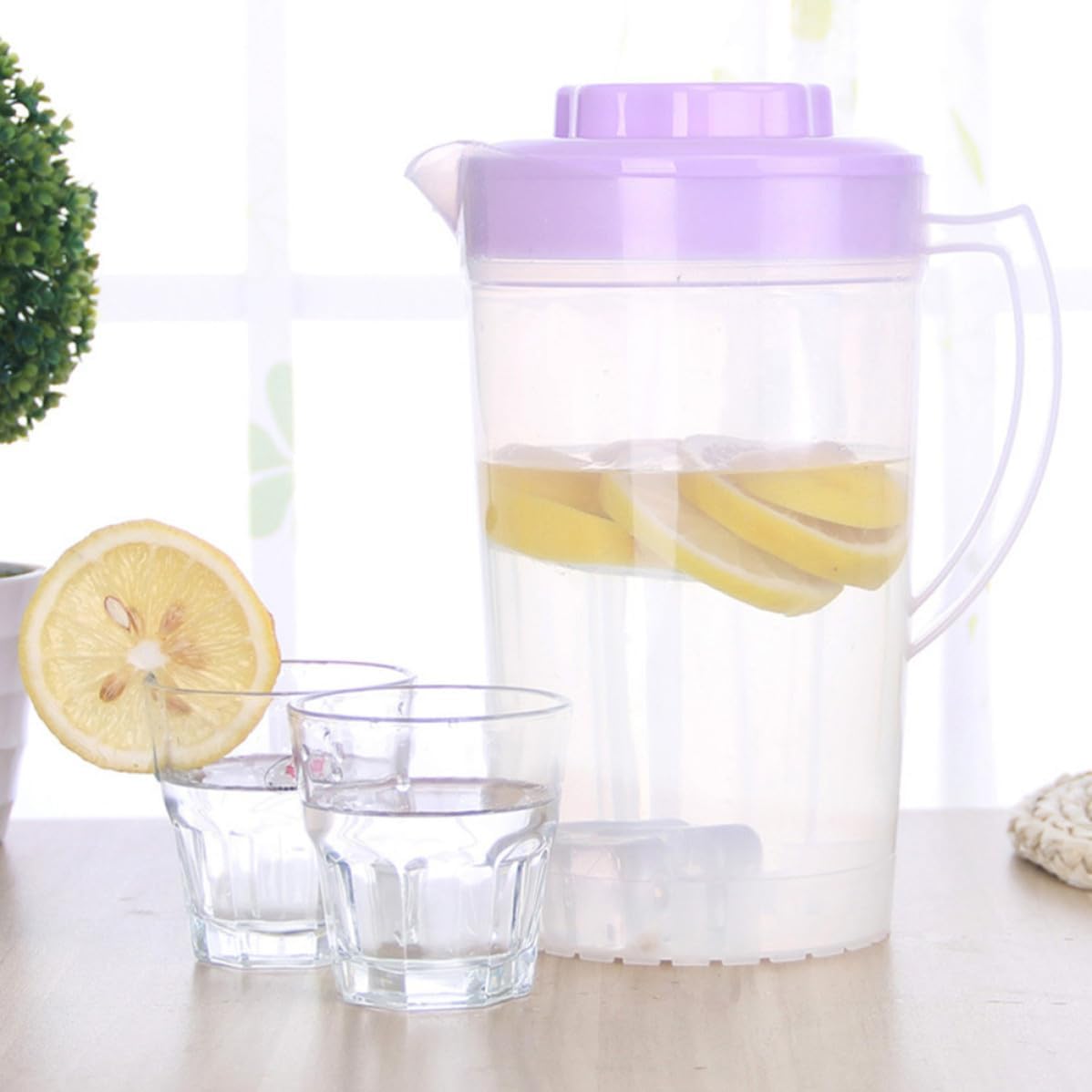 3pcs L Plastic Water Pitcher with Lid, Lightweight Beverage Jug
