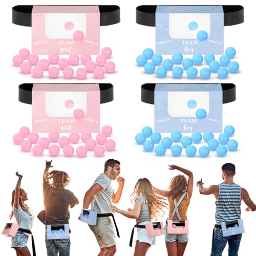 Lunmon 4 Sets Blue Pink Gneder Reveal Baby Shower Swing Shaking Balls Activity Set for Adult Novelty Twerk Includes 40 Balls Ribbon & Cardboard Boxes Bridal Shower for Outdoors Indoors