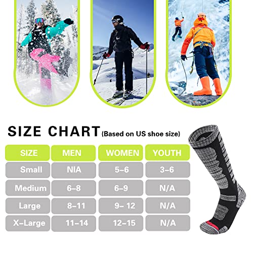 2 Pairs Ski Socks Womens Mens , Cold Weather Socks For Skiing, Snowboarding, Winter Warm Knee High Socks #TOP5