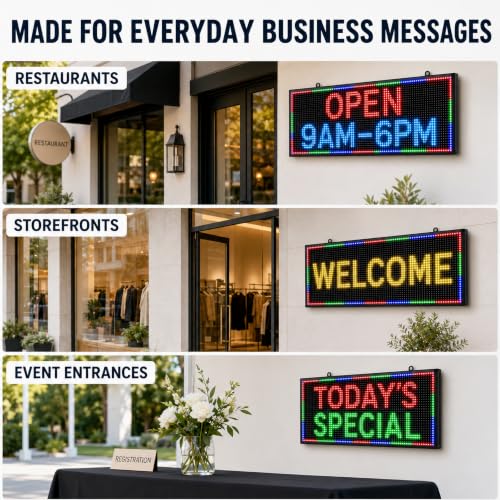 Image of CX P10 Outdoor LED Scrolling Sign, 39 x 14 in, IP65, 6000 Nits