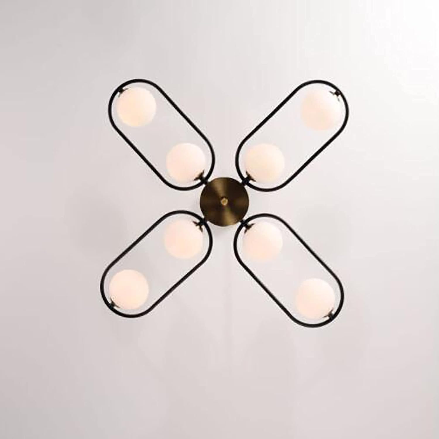 Nowoczesna lampa LED, elegancka klasyczna lampa sufitowa z 8 lampami z białymi kryształami w kształcie litery V, 80 x 65 cm