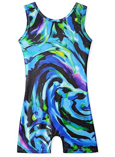 Image of HOZIY Gymnastics Leotards for Girls with Shorts Toddlers Biketards Rainbow Unicorn Dinosaur Mermaid Leopard Flower Galaxy